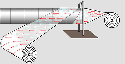 Second step: Film bubble is cut at special angle.